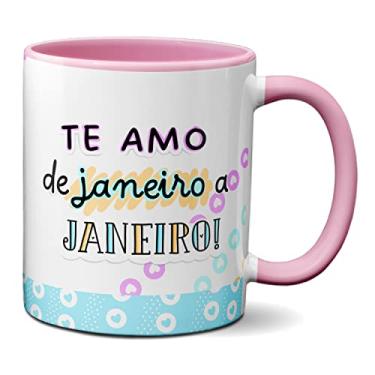 Imagem de Caneca Flork Namorados Fofos Te Amo De Janeiro A Janeiro (Rosa)
