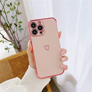 Imagem de Capa de telefone de coração de amor galvanizado para iphone 13 12pro 11 pro max xr xs x 7 8 plus se 2020 capa protetora de tpu macio à prova de choque, p, para iphone 12 mini