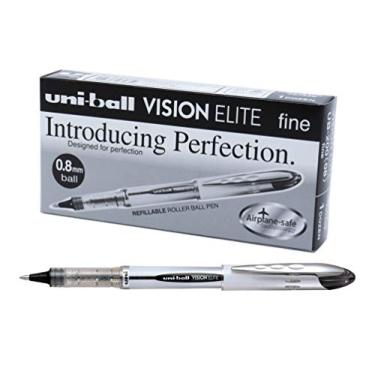 Imagem de Caneta Rollerbal Vision Elite UB 200 0.8mm, Uni-Ball, Preta, Caixa com 12 unidades