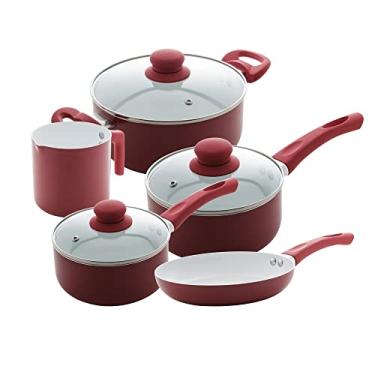 Imagem de JOGO DE PANELAS DE ALUMÍNIO REVESTIDA EM CERÂMICA 5 PEÇAS VERMELHO