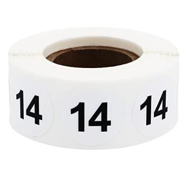Imagem de Adesivos brancos com pontos pretos número 14, redondos de 9,5 cm, 500 etiquetas em rolo para organização e inventário - Acabamento semibrilhante - Feito nos EUA