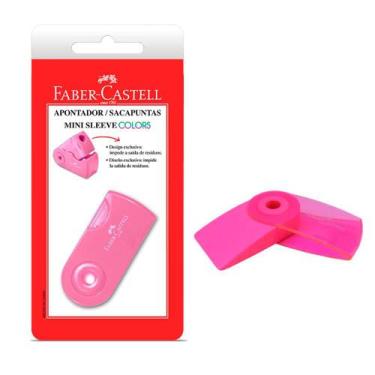 Imagem de Apontador Com Deposito E Borracha Mini Sleeve Neon Rosa - Faber Castel