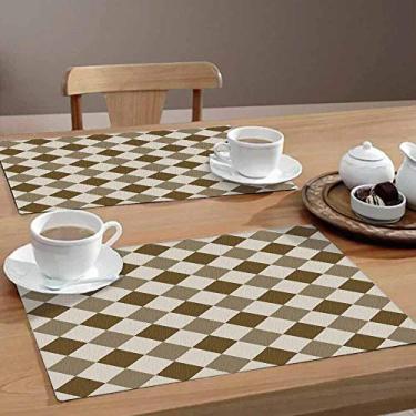 Imagem de Jogo Americano Xadrez Mr 6 Peças 30x40 Base Emborrachada, Style Brazil, Marrom