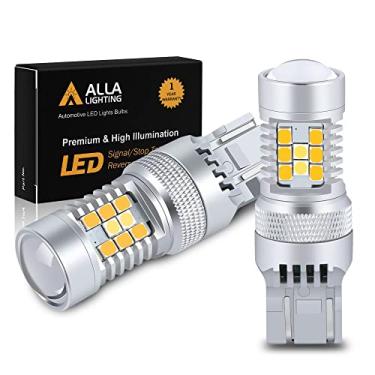 Imagem de Alla Lighting 7444NA 7443 Lâmpadas LED Switchback, duas cores amarelo âmbar/6000K Branco Luzes de seta (Lâmpadas Blinker)/Luzes de estacionamento/DRL Super Bright 7442 7443A 7443NA 7444 NAK 7443AK 7443AK