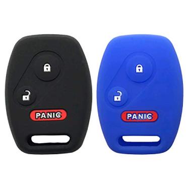 Imagem de Capa protetora para chave de silicone para Honda Accord Crosstour Civic LX EX CR-V CR-Z Insight Odyssey Pilot Ridgeline Keyless Entry Key Fob (preto azul)