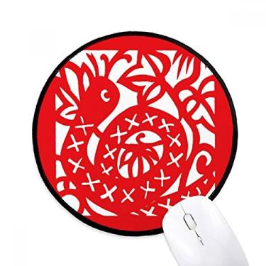 Imagem de DIYthinker Tapete de rato do zodíaco de cobra com corte de papel para mesa de escritório tapete redondo para computador