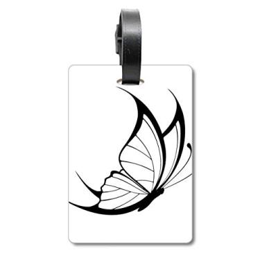 Imagem de Etiqueta de mala de viagem borboleta preta vintage voadora simples etiqueta de cartão de bagagem pendurado etiqueta, Multicolorido.