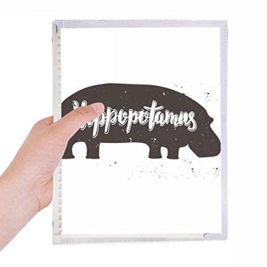 Imagem de Caderno de animal Hippopotamus preto e branco diário de folhas soltas recarregável, papelaria