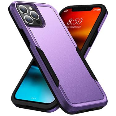 Imagem de para capa de armadura robusta para iphone 14 13 12 11 pro max híbrida pára-choques de silicone para iphone xr xs 7 8 plus capa à prova de choque resistente, preto roxo, para iphone xs (x)