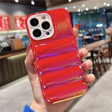 Imagem de Moda Gradient Laser Glossy Down Jacket Case Phone Case For iPhone 12 Pro 11 Pro Max 13 Pro Max Soft Silicone Back Cover, LS, Red, For iPhone 11 Pro Max