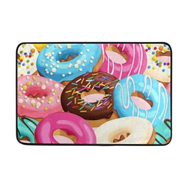 Imagem de Capacho My Daily colorido vitrificado donuts 40 x 60 cm, sala de estar, quarto, cozinha, banheiro, tapete impresso com espuma leve