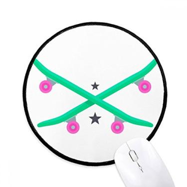 Imagem de Mouse pad esportivo de inverno skate, rosa verde, tapete redondo para escritório para computador