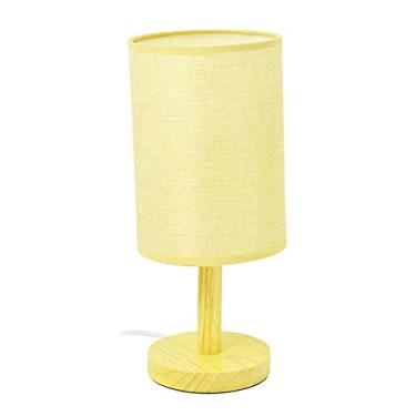 Imagem de Abajur Luminária de Mesa Base de Madeira Redonda COR:BEGE