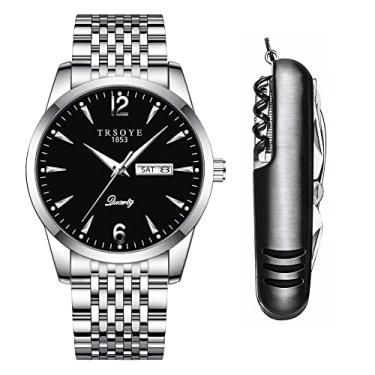 Imagem de Relógio Masculino De Luxo Prata Analógico Social + Acessório