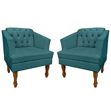 Imagem de Poltrona Kit 02 Unidades Estofada Decorativa Leitura Sala Quarto Consultório Escritório Safira (Suede Turquesa)