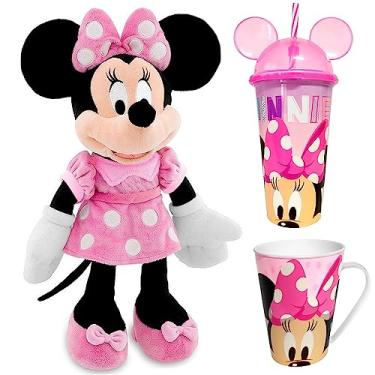 Imagem de Kit Premium da Minnie Rosa 45cm com Som Copo e Caneca Multikids Original