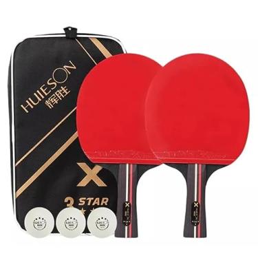 Imagem de Kit Tênis De Mesa 2 Raquetes E 3 Bolinhas Huieson 3 Stars Profissional (Ping- Pong)