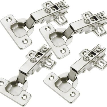 Imagem de 4pçs Dobradiça Caneco Pressão Reto Porta Armário Móveis 35mm