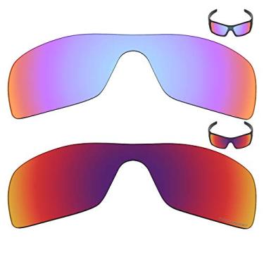 Imagem de Mryok+ 2 pares de lentes polarizadas de substituição para óculos de sol Oakley Batwolf – Rosa cobalto/Sol meia-noite