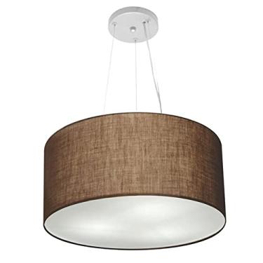 Imagem de Lustre Pendente Cilíndrico Cúpula Tecido 45x25 cm, Vivare Iluminação, Pendente4186 LC, Café, Médio