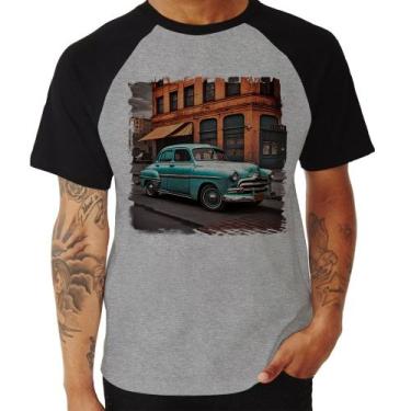 Imagem de Camiseta Raglan Carro Retrô Na Cidade - Foca Na Moda