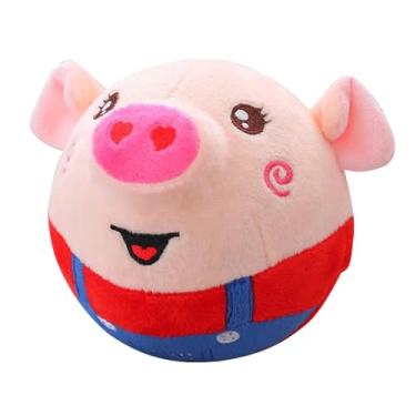 Imagem de Brinquedo de pelúcia ativo para animais de estimação | Brinquedo de pelúcia elétrico para animais de estimação pulando | Brinquedo de cachorro em movimento falante | Brinquedo eletrônico de pelúcia lavável de porco de desenho animado | Brinquedos interativos para cães para animais de estimação, gato