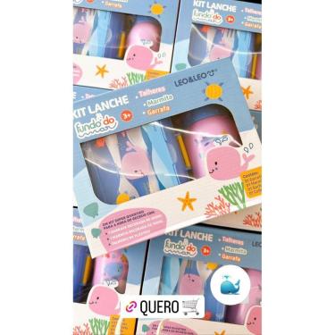 Imagem de Kit Lanche Fundo Do Mar Garrafa Plástica + Marmita Léo Arte