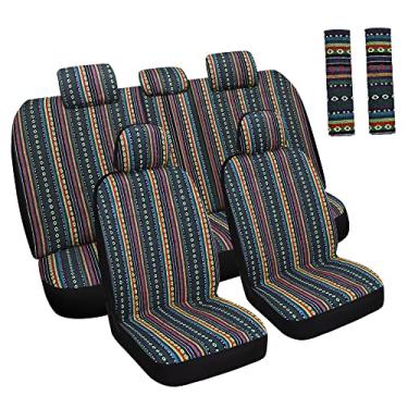Imagem de HAIYAOTIMES Baja Saddle Cobertor Capas de assento de carro Conjunto completo com almofadas de cinto de segurança, capa de assento de veículo automotivo lavável e respirável, ajuste universal para a maioria dos carros, compatível com airbag, vermelho/azul