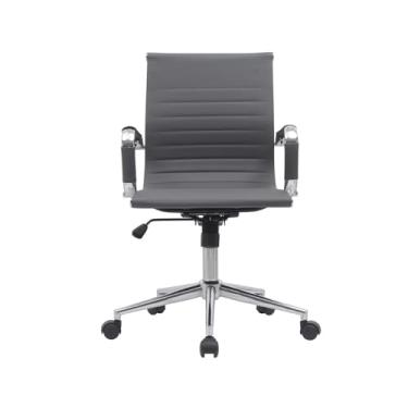Imagem de Cadeira Escritório Diretor Executiva Confortável em Couro Cinza