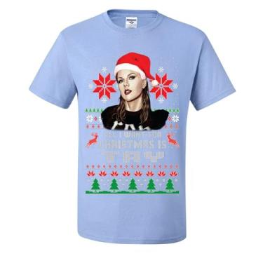 Imagem de wild custom apparel Camisetas feias de Natal All I Want for Christmas is Tay, Azul claro, P