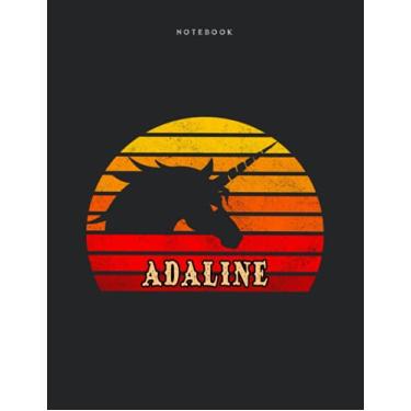 Imagem de Caderno Adaline Nome Personalizado Retro Design Unicórnio Capa Forrada Diário: 110 Páginas - Grande 8,5 x 11 polegadas (21,59 x 27,94 cm), Tamanho A4