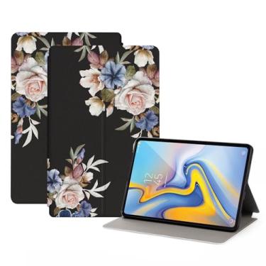 Imagem de Nuouxoco Capa de couro PU premium para Samsung Galaxy Tab A 10,5 polegadas 2018 modelo SM-T590/T595/T597, capa protetora à prova de choque com suporte dobrável e despertar/hibernar automaticamente,