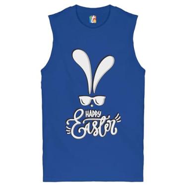 Imagem de Tee Hunt Camiseta masculina Happy Easter Bunny Ears Religious Jesus Christ Has Risen, Azul, Medium