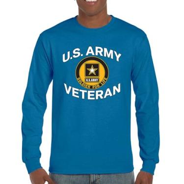Imagem de Camiseta de manga comprida Soldado Veterano do Exército dos EUA para a Vida Orgulho Militar DD 214 Patriotic Armed Forces Gear Licenciado, Azul, GG