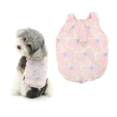 Imagem de Ranphy Camisa de cachorro pequeno com estampa de laço, linda camiseta macia para animais de estimação, respirável, para primavera, verão, colete elástico para gatos chihuahua yorkie, rosa, P