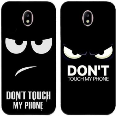 Imagem de 2 peças Anger Don't Touch My Phone impresso TPU gel silicone capa de telefone traseira para Samsung Galaxy todas as séries (Galaxy J3 Pro 2017 J330)