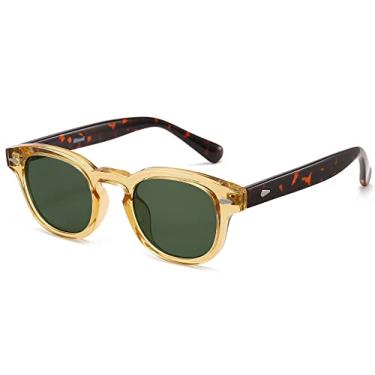 Imagem de Gtand Óculos de sol unissex vintage retrô estilo redondo matizado para homens mulheres moda óculos de sol círculo 46mm, Armação amarela cristal C33/lente G15/hastes de tartaruga, 46mm