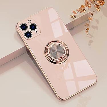 Imagem de Yepda Capa para iPhone 11 Pro Ring Holder Case with Diamond Shiny Plating Rose Gold Edge Built-in 360 Rotation Magnetic Kickstand for Women Girls Slim Soft TPU Capa protetora 5,8 polegadas, rosa