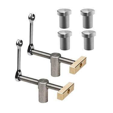Imagem de Braçadeira de buraco para cães – 2 peças de clipe ajustável para mesa de marcenaria – Bancada para cães com 4 peças orifício para cães de 19 mm/20 mm – Latão aço inoxidável ferramenta de carpinteiro (20 mm)