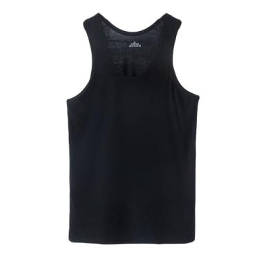Imagem de newrong Camiseta masculina modal sem mangas com seção fina de gelo, Preto, 3G