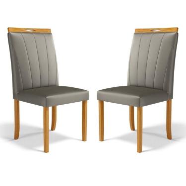 Imagem de Kit Com 2 Cadeiras Aurora Madeira Maciça Estofadas Para Mesa De Jantar Veludo Chumbo 109