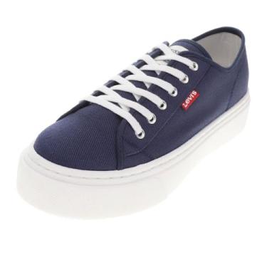 Imagem de Levi's Tênis feminino Dakota CVS sarja cano baixo casual com cadarço, Azul marino, 40