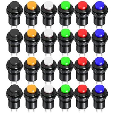 Imagem de Gebildet 24Pcs 12mm Botão Momentâneo Spst On/Off Ac 250V/1.5A 125V/3A, Mini Botão Redondo Sem Trava Para Trompete De Carro, Pc, Abajur, Campainha Doméstica