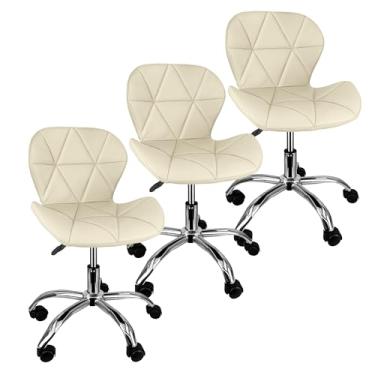 Imagem de KIT 3 Cadeira Slim Office Estofada Base Giratória Cromada