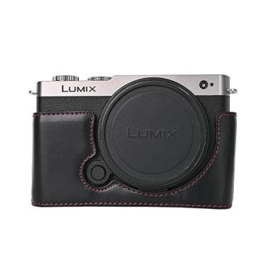 Imagem de Rieibi Capa para câmera, meia capa de couro PU para Panasonic Lumix DC-S9, capa protetora para Lumix S9, com versão de abertura inferior e design de mão, Preto, Capas para câmera