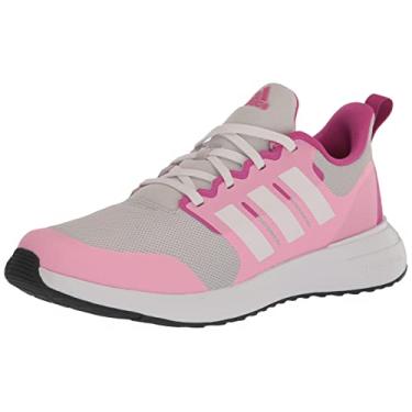 Imagem de adidas Tênis de corrida esportivo unissex infantil Fortarun 2.0 Cloudfoam, Cinza/branco/rosa, 18