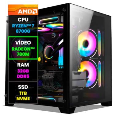 Imagem de Pc Gamer Computador Completo NoLag AMD Ryzen 7 8700G, Radeon Graphics 780M, 32GB DDR5, SSD 1TB NVMe, Gabinete RGB