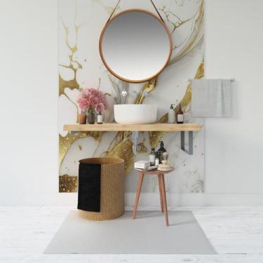 Imagem de Papel de Parede Painel 3D Mármore Branco Fio Dourado 1,5M Revestimento