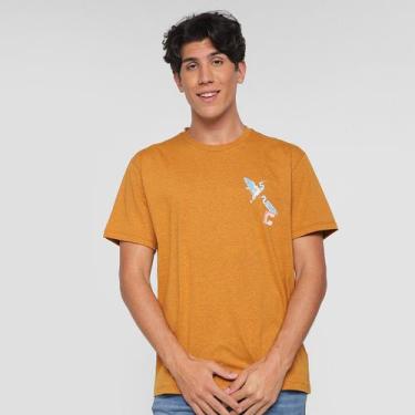 Imagem de Camiseta Colcci Estampa Costas Masculina, Laranja, Preto, GG