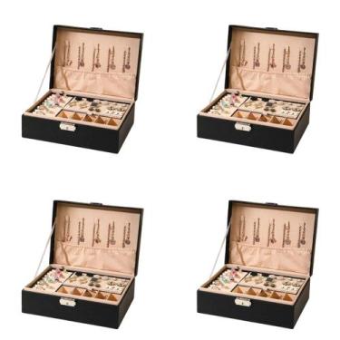 Imagem de kit 4 Porta Joia Grande Maleta Organizador De Joias Multifuncional Fem